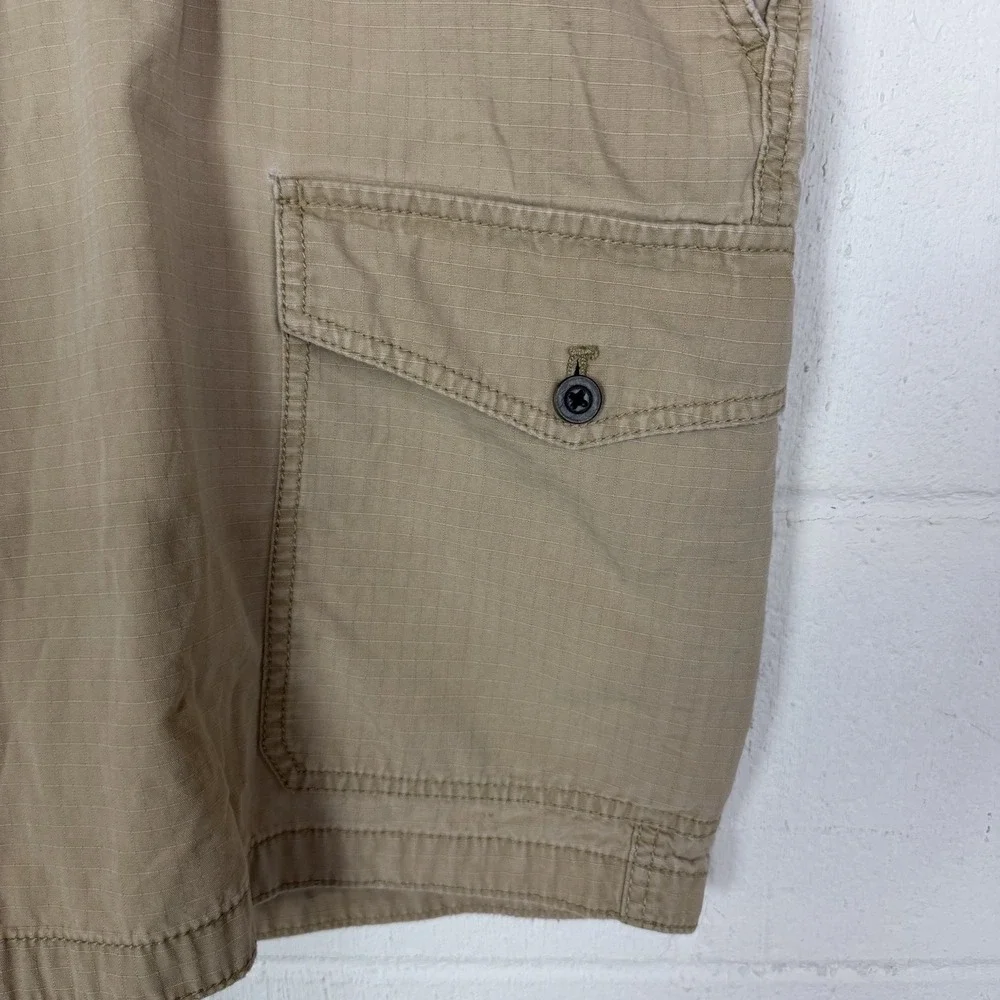 Izod Mens Khaki Cargo Shorts Ripstop Retro Y2K Baggy Skater Streetwear Size 38‎